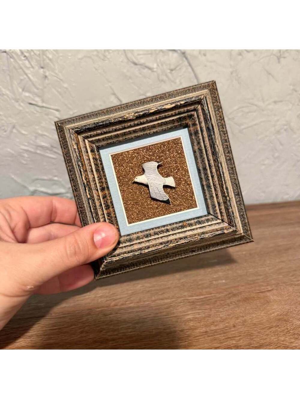 Handmade Painted Wooden Sculpture Beach Miniature Art gallery wall unique